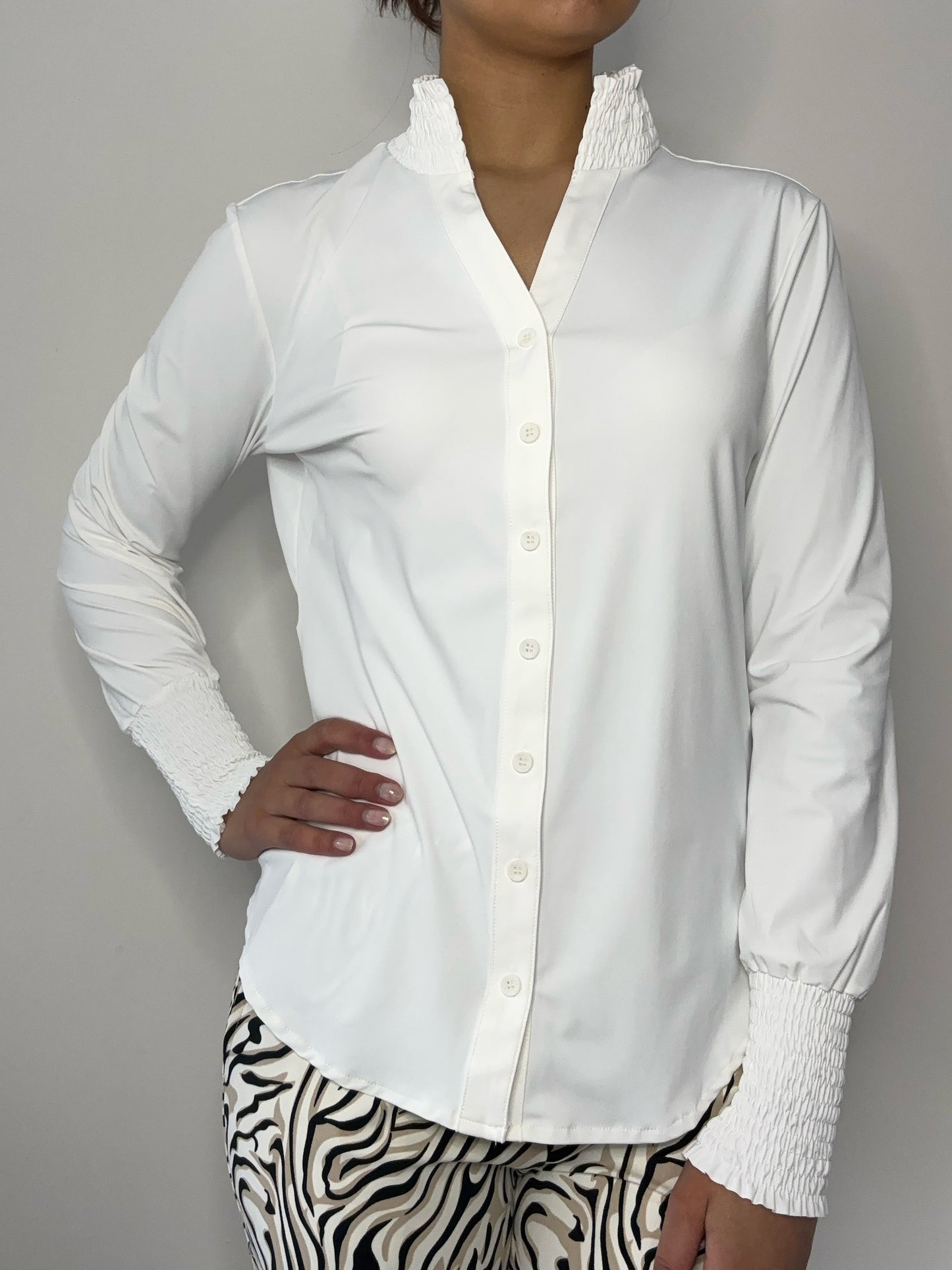 Daelin Bibi Travelstof Blouse gebroken wit