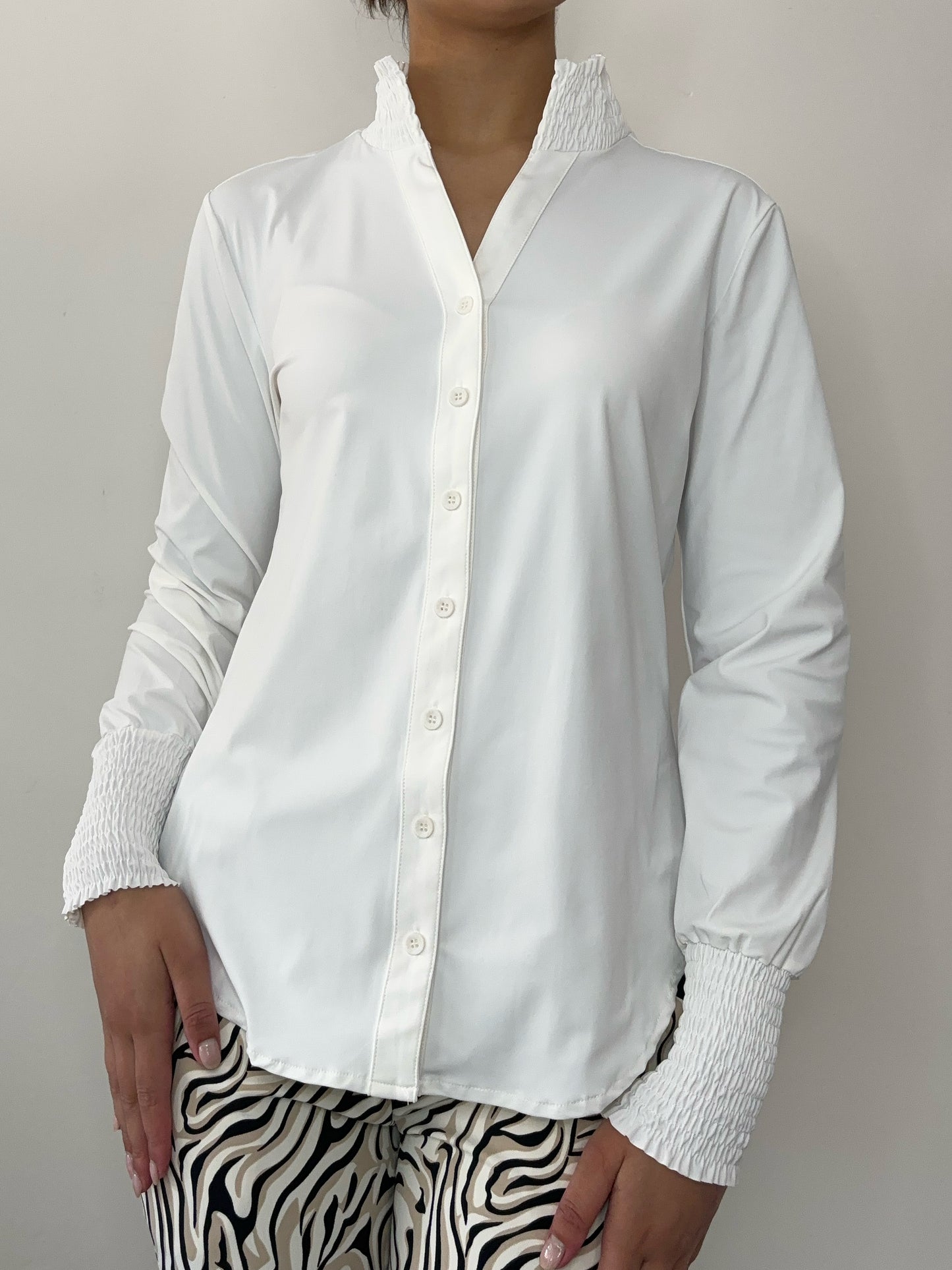 Daelin Bibi Travelstof Blouse gebroken wit front