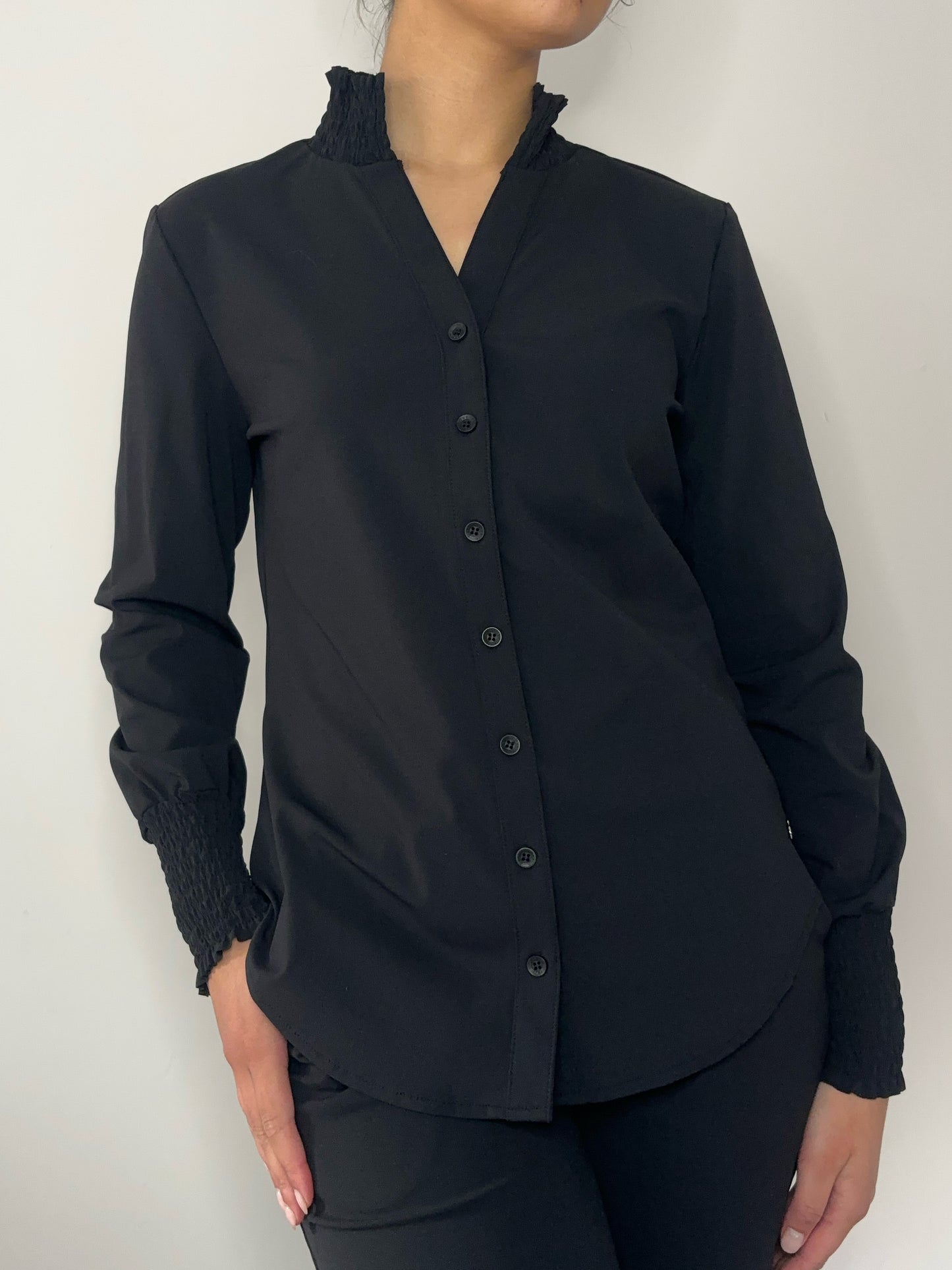 Daelin Bibi Travelstof Blouse zwart front