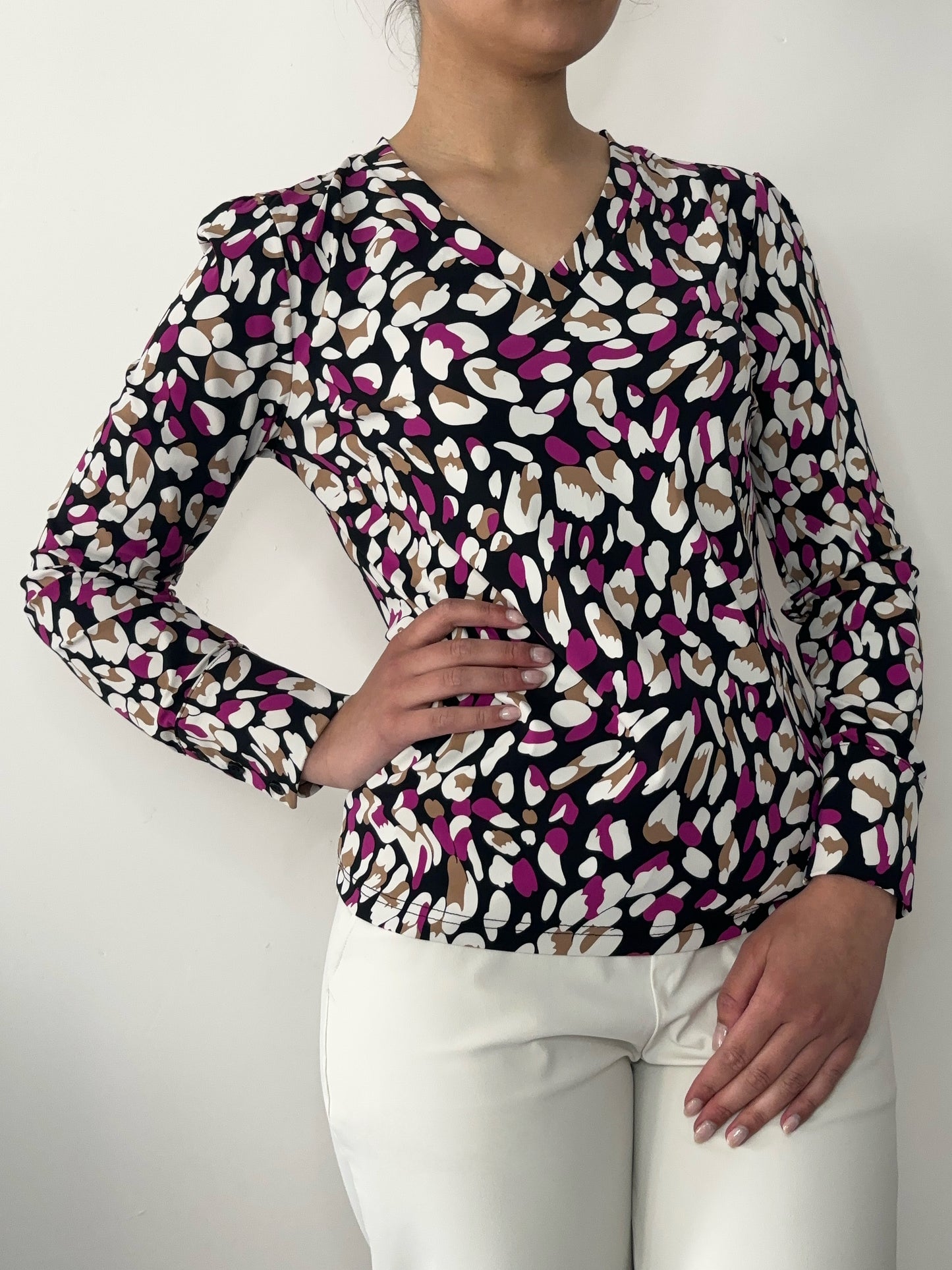 Daelin Ganya Travelstof Shirt panter/leopard print front