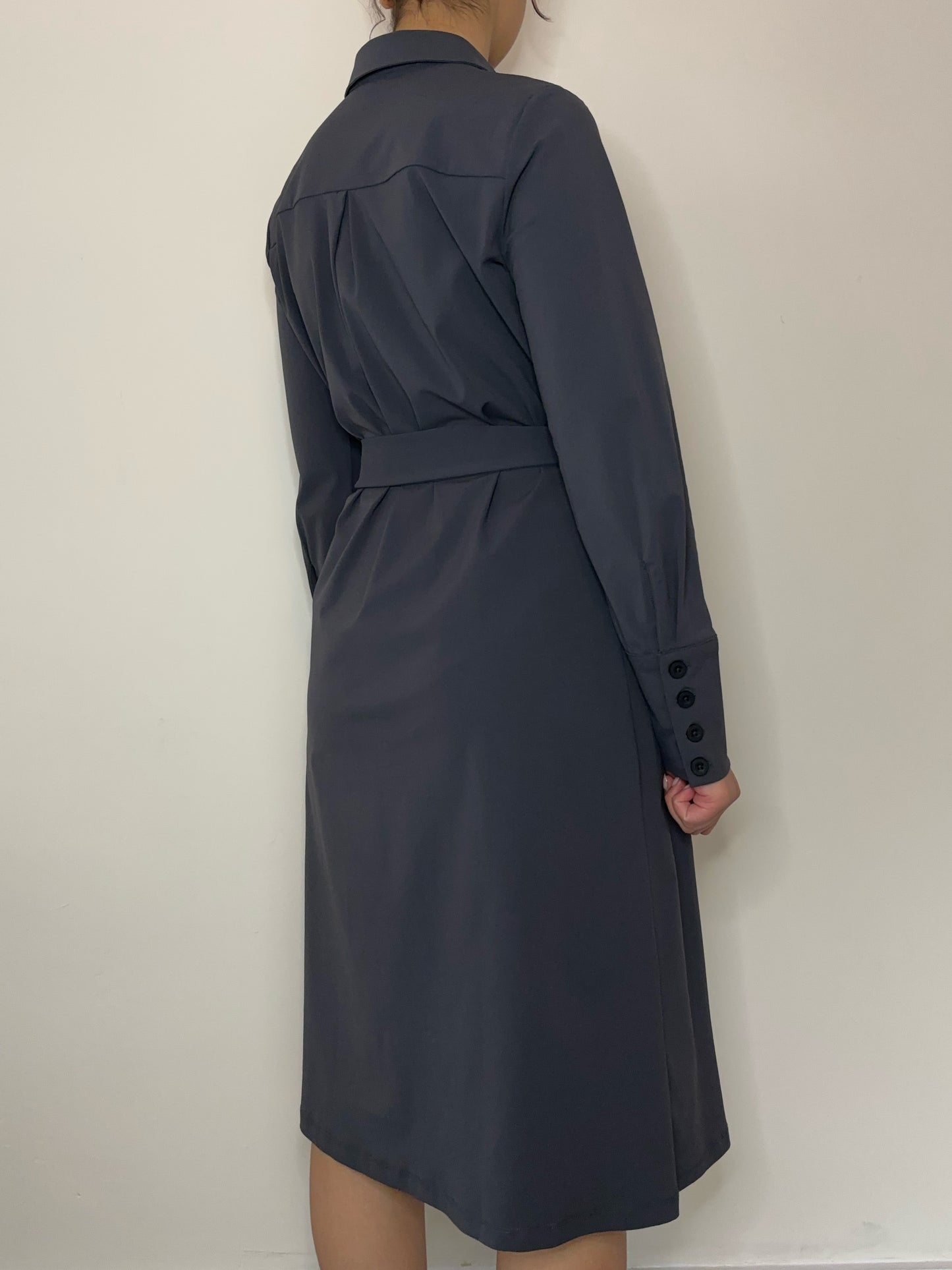 Daelin Giselle Travelstof blouse Jurk grijs back