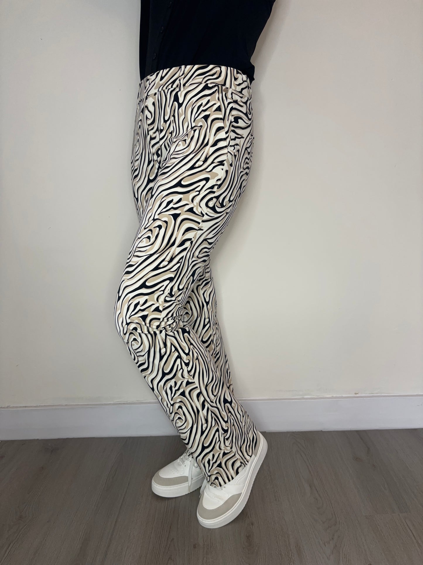Daelin Kimberly Travelstof Broek zebra print