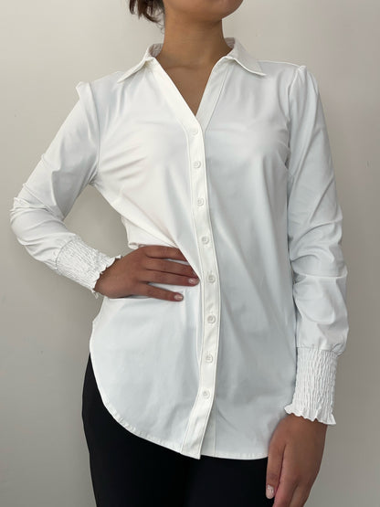 Daelin Daphne Travelstof Blouse off white wit front
