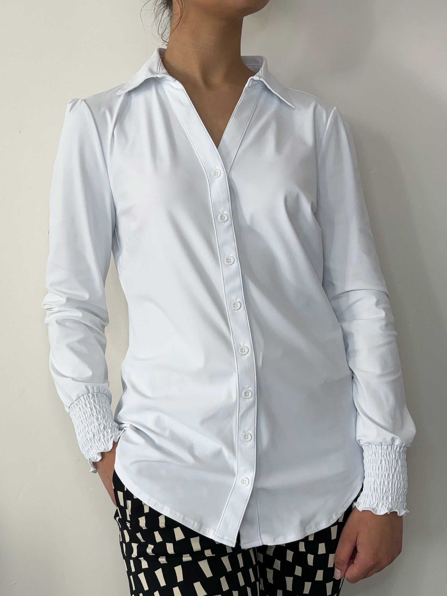 Daelin Daphne Travelstof Blouse pure white wit front