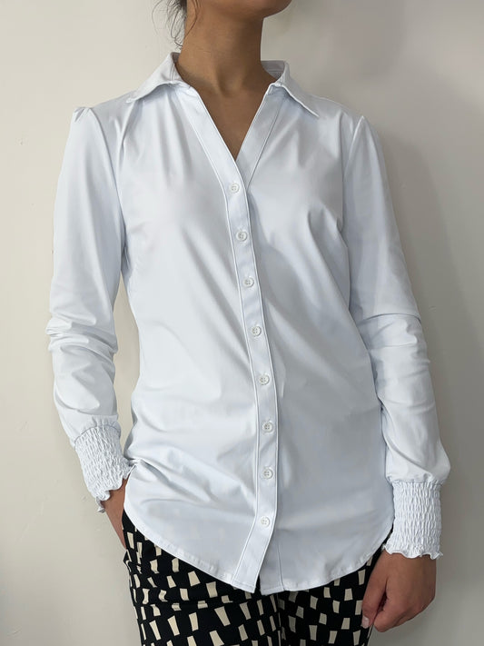 Daelin Daphne Travelstof Blouse pure white wit front