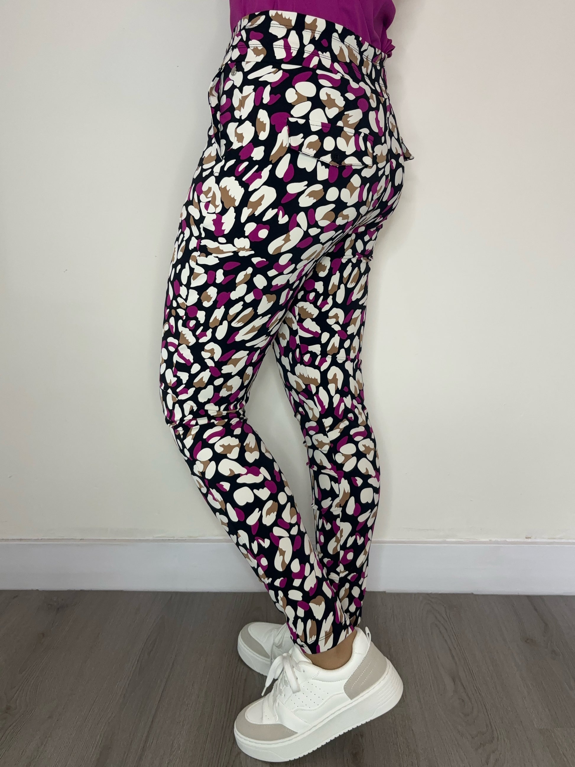 Daelin Galilea Travelstof Broek panter/leopard print  back